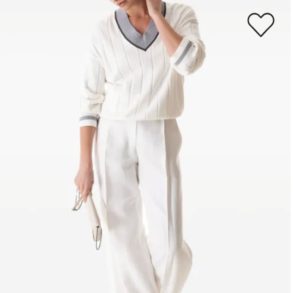 Brunello Cucinelli Cotton Flat Rib Sweater With Precious Neckline